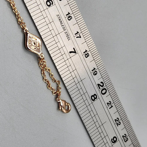 Rose Gold Tone Evil Eye  Faux Diamond Link Bracelet - Picture 8 of 8